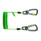 Špirálová upevňovacia šnúra NLG Lanyard s dvoma karabínami – kov, zelená
