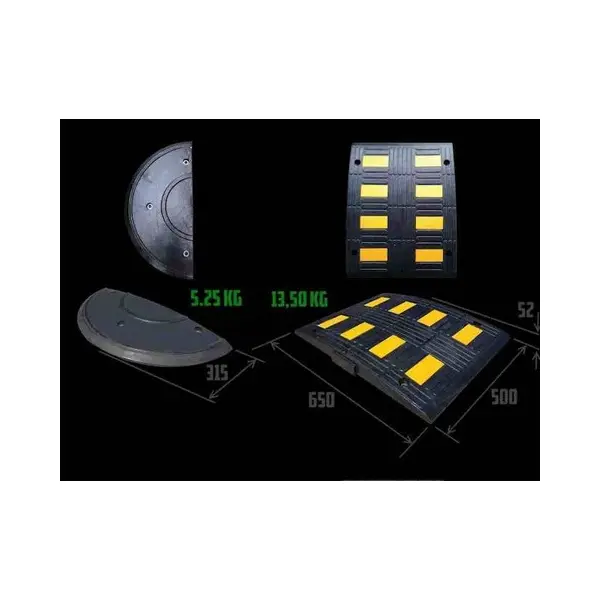 Spomaľovací prah, retardér s reflexnými pruhmi  LP650, koncový diel – 315×650×55 mm, čierno-žltá