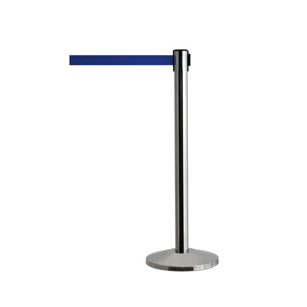 Stĺpik QueueWay  –  pár, leštený chróm – pásmo 2,3m, modrá