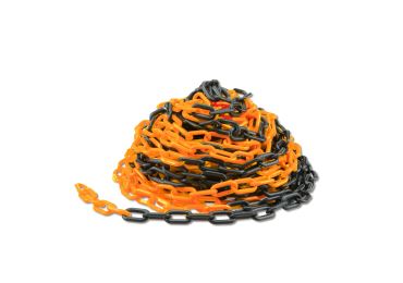 Strešná mobilná zábrana – plastová reťaz, oranžovo-čierna, 25 m