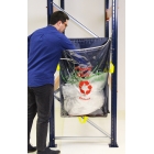 Transparentné závesné vrece na regály na triedenie odpadu, RackSack Clear 160 l, odpad – modrá, 1000×920 mm, balenie 10 ks