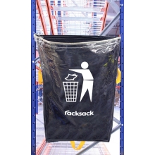 Transparentné závesné vrece na regály na triedenie odpadu, RackSack Clear 160 l, odpad – modrá, 1000×920 mm
