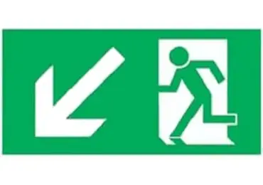 Únikové značenie (luminiscenčné) – úniková cesta dole vľavo