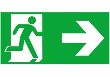 Únikové značenie (luminiscenčné) – úniková cesta vpravo
