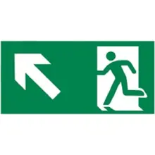 Únikové značenie, úniková cesta hore vľavo – luminiscenčný hliníkový kompozit, 400×200 mm