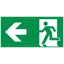 Únikové značenie, úniková cesta vľavo – luminiscenčný hliníkový kompozit, 300×150 mm