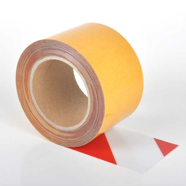 Univerzálna podlahová páska WT-5125 – PVC, červeno-biela, 75 mm × 10 m