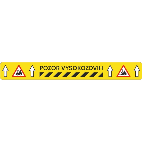 Univerzálne podlahové značenie s potlačou WT-5125, "Pozor vysokozdvih" – PVC, 600×50 mm