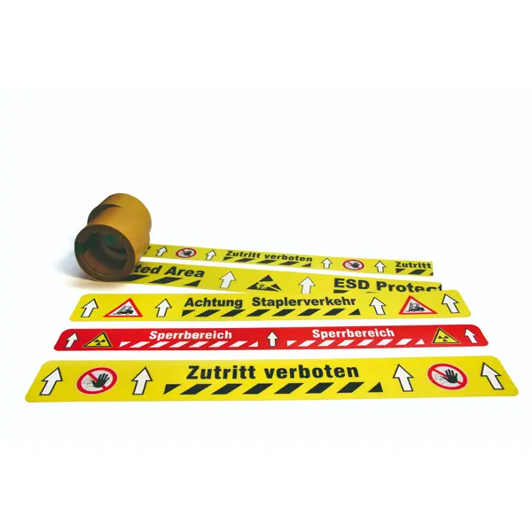 Univerzálne podlahové značenie s protišmykovým povrchom s potlačou WT-5415, "Pozor vysokozdvih" – PVC, 600×50 mm