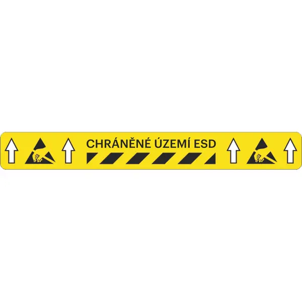 Univerzálne podlahové značenie s protišmykovým povrchom s potlačou WT-5420 – plastová fólia, "Chránené územie ESD", 5 m × 50 mm
