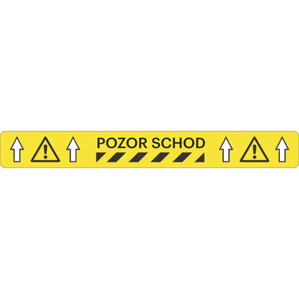 Univerzálne podlahové značenie s protišmykovým povrchom s potlačou WT-5420 – plastová fólia, "Pozor schod", 600×50 mm