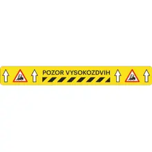 Univerzálne podlahové značenie s protišmykovým povrchom s potlačou WT-5420, "Pozor vysokozdvih" – plastová fólia, 5 m × 75 mm
