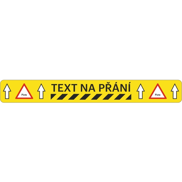 Univerzálne podlahové značenie s protišmykovým povrchom s potlačou WT-5429, individuálny design – plastová fólia, 5 m × 75 mm
