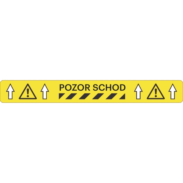 Univerzálne podlahové značenie s protišmykovým povrchom s potlačou WT-5429 – plastová fólia, "Pozor schod", 600×50 mm