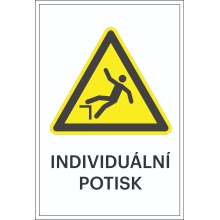 Varovné značenie, Riziko pádu, s možnosťou individuálneho textu – hliníkový kompozit, 500×750 mm