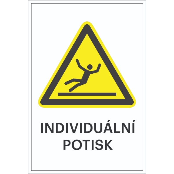 Varovné značenie, Riziko pošmyknutia, s možnosťou individuálneho textu – fólia, 100×150 mm