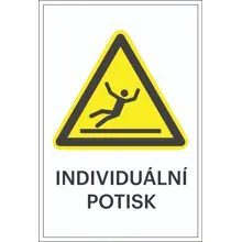 Varovné značenie, Riziko pošmyknutia, s možnosťou individuálneho textu – hliníkový kompozit, 300×450 mm