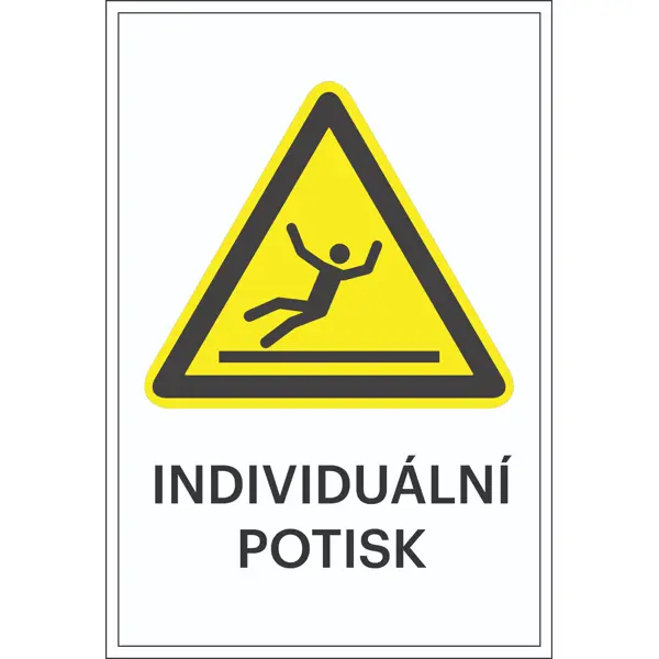 Varovné značenie, Riziko pošmyknutia, s možnosťou individuálneho textu – hliníkový kompozit, 300×450 mm