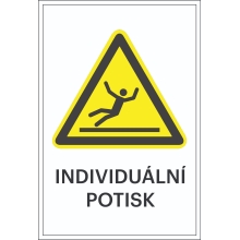 Varovné značenie, Riziko pošmyknutia, s možnosťou individuálneho textu – hliníkový kompozit, 400×600 mm