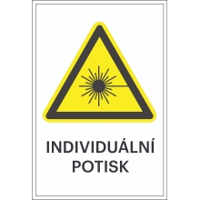 Varovné značenie, Varovanie pred laserovým lúčom, s možnosťou individuálneho textu – fólia, 100×150 mm