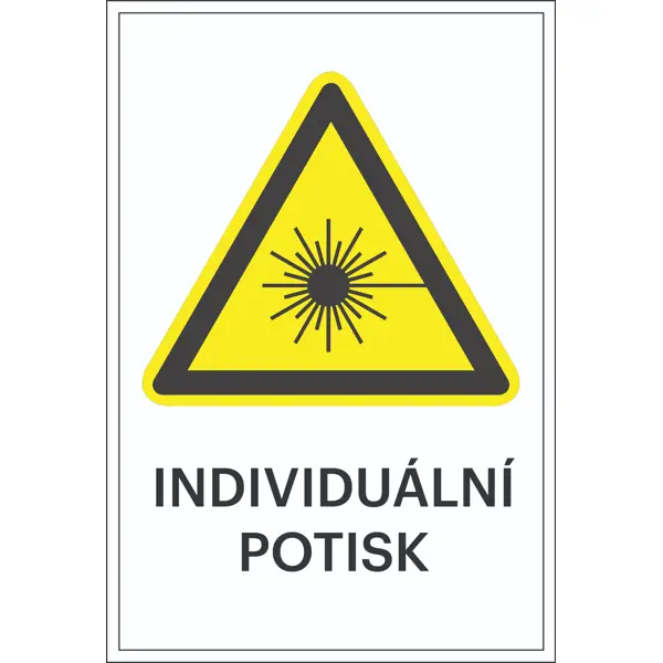 Varovné značenie, Varovanie pred laserovým lúčom, s možnosťou individuálneho textu – hliníkový kompozit, 300×450 mm
