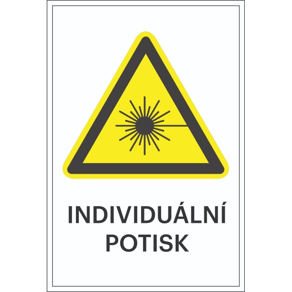 Varovné značenie, Varovanie pred laserovým lúčom, s možnosťou individuálneho textu – hliníkový kompozit, 400×600 mm