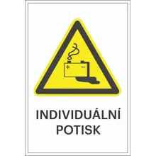 Varovné značenie, Varovanie pred nebezpečenstvom pri nabíjaní baterií, s možnosťou individuálneho textu – hliníkový kompozit, 300×450 mm