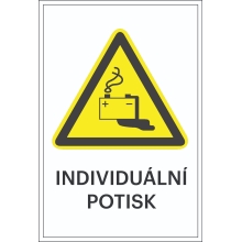 Varovné značenie, Varovanie pred nebezpečenstvom pri nabíjaní baterií, s možnosťou individuálneho textu – hliníkový kompozit, 400×600 mm