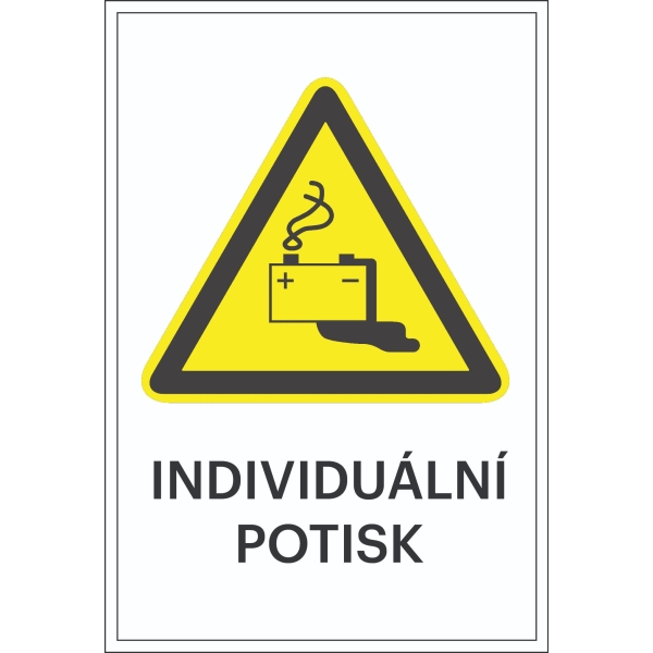 Varovné značenie, Varovanie pred nebezpečenstvom pri nabíjaní baterií, s možnosťou individuálneho textu – hliníkový kompozit, 500×750 mm