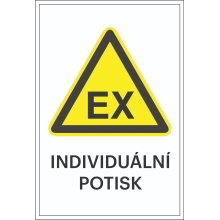 Varovné značenie, Varovanie pred výbušnou atmosférou, s možnosťou individuálneho textu – fólia, 100×150 mm
