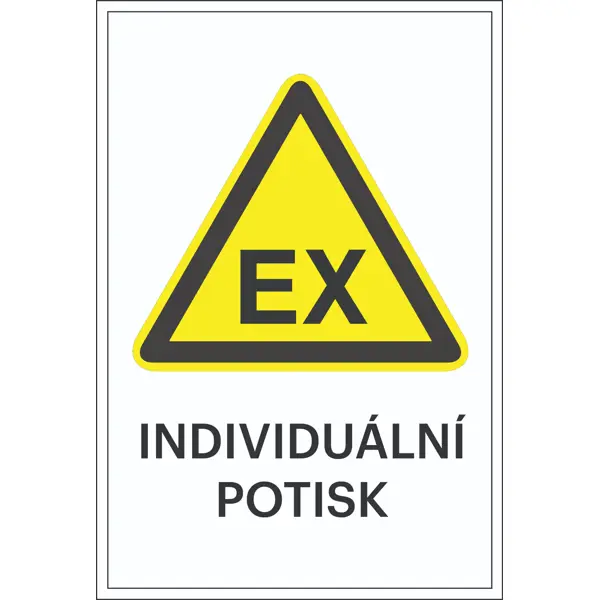 Varovné značenie, Varovanie pred výbušnou atmosférou, s možnosťou individuálneho textu – fólia, 200×300 mm