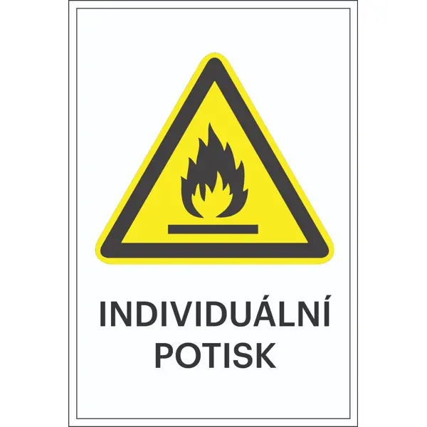 Varovné značenie, Varovanie proti horúcemu povrchu, s možnosťou individuálneho textu – plast, 500×750 mm