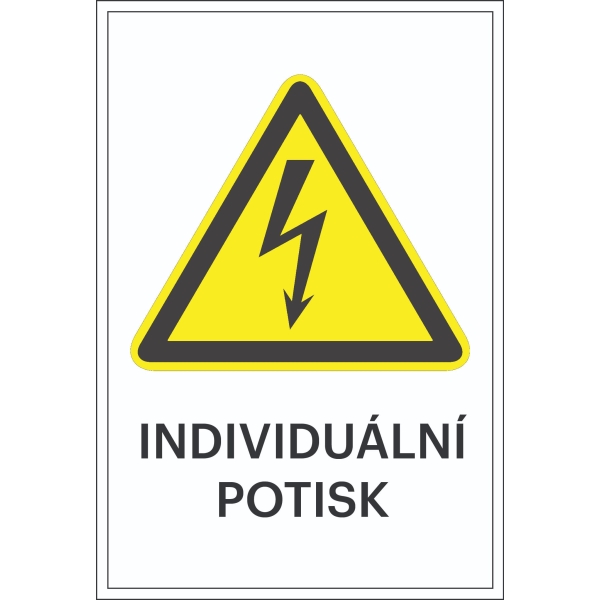Varovné značenie, Výstraha pred elektrickým napätím, s možnosťou individuálneho textu – fólia, 100×150 mm