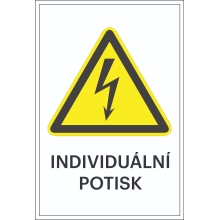 Varovné značenie, Výstraha pred elektrickým napätím, s možnosťou individuálneho textu – hliníkový kompozit, 400×600 mm