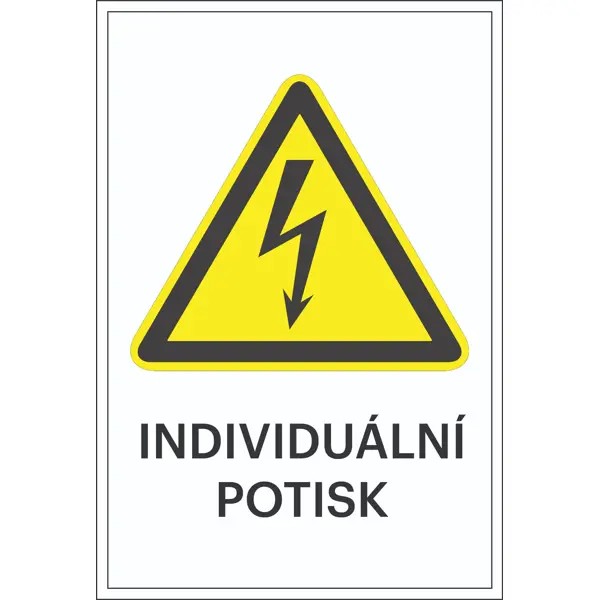 Varovné značenie, Výstraha pred elektrickým napätím, s možnosťou individuálneho textu – hliníkový kompozit, 500×750 mm