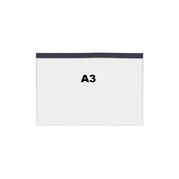 Vrecká na dokumenty, priehľadné, magnetické – 316×436 mm, A3 horizontálne, balenie 10 ks