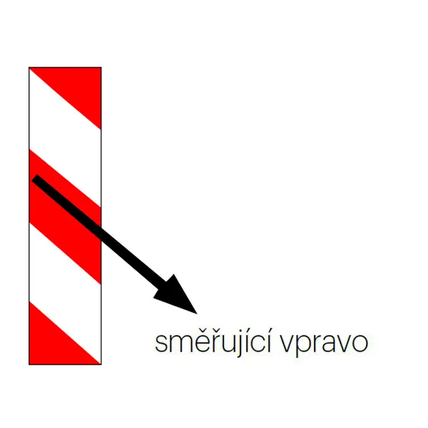 Vysoko reflexné výstražné značenie WT-5219 – 100 mm × 5 m, červeno-biela, smer doprava