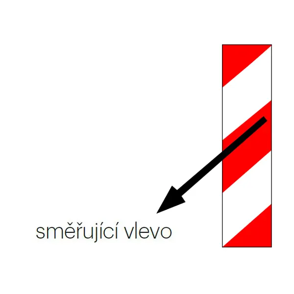 Výstražné značennie vozidiel WT-5219 – 282 mm × 1 m, červeno-biela, smer doľava