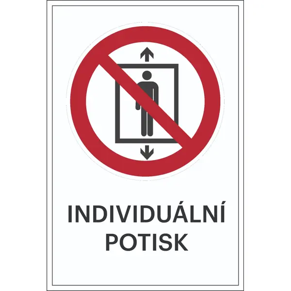 Zákazové značenie, Preprava cestujúcich zakázana, s možnosťou individuálneho textu – plast, 200×300 mm