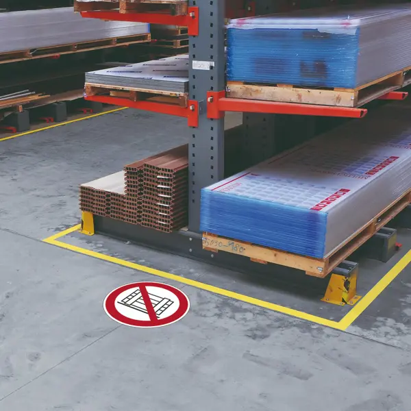 Zákazové značenie, Zákaz skladovania paliet, s možnosťou individuálneho textu – plast, 300×450 mm
