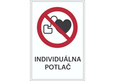 Zákazové značenie – Zákaz vstupu osobám s kardiovaskulárnym ochorením + individuálny text