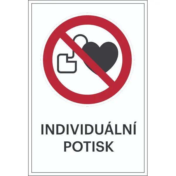 Zákazové značenie, Zákaz vstupu osobám s kardiovaskulárnym ochorením, s možnosťou individuálneho textu – plast, 200×300 mm