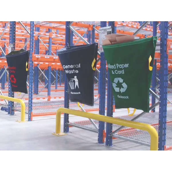 Závesné vrece na regály na triedenie odpadu, RackSack 160 l, lepenka – modrá, 1000×920 mm