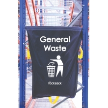 Závesné vrece na regály na triedenie odpadu, RackSack 160 l, odpad – modrá, 1000×920 mm