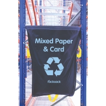 Závesné vrece na regály na triedenie odpadu, RackSack 160 l, papier – modrá, 1000×920 mm