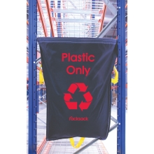 Závesné vrecia na regály na triedenie odpadu, RackSack 160 l, plast – modrá, 1000×920 mm, balenie 5 ks