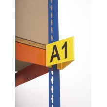 Značenie paletových regálov a uličiek, magnetické – typ A, žltý podklad, 95×130×130 mm